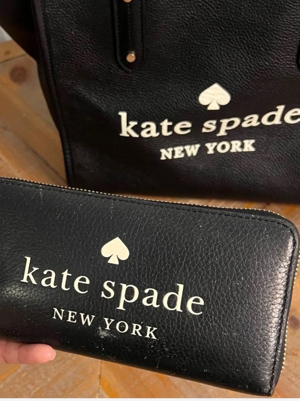 Kate Spade New York Black Leather Tote with Matching Wallet